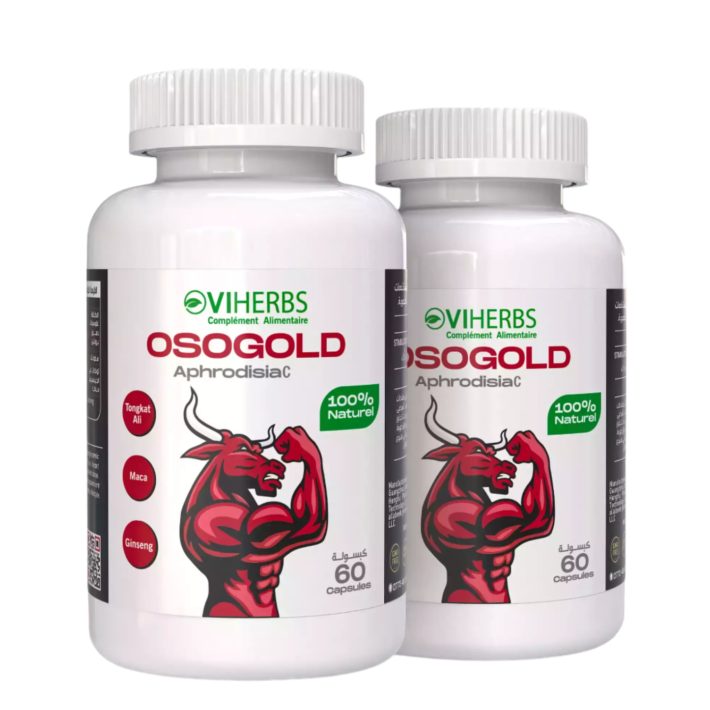 a dual of OsoGold aphrodisiac product for increasing desire for intercourse, strength, and endurance in men, stimulating male hormone, and as an anti-fatigue agent.