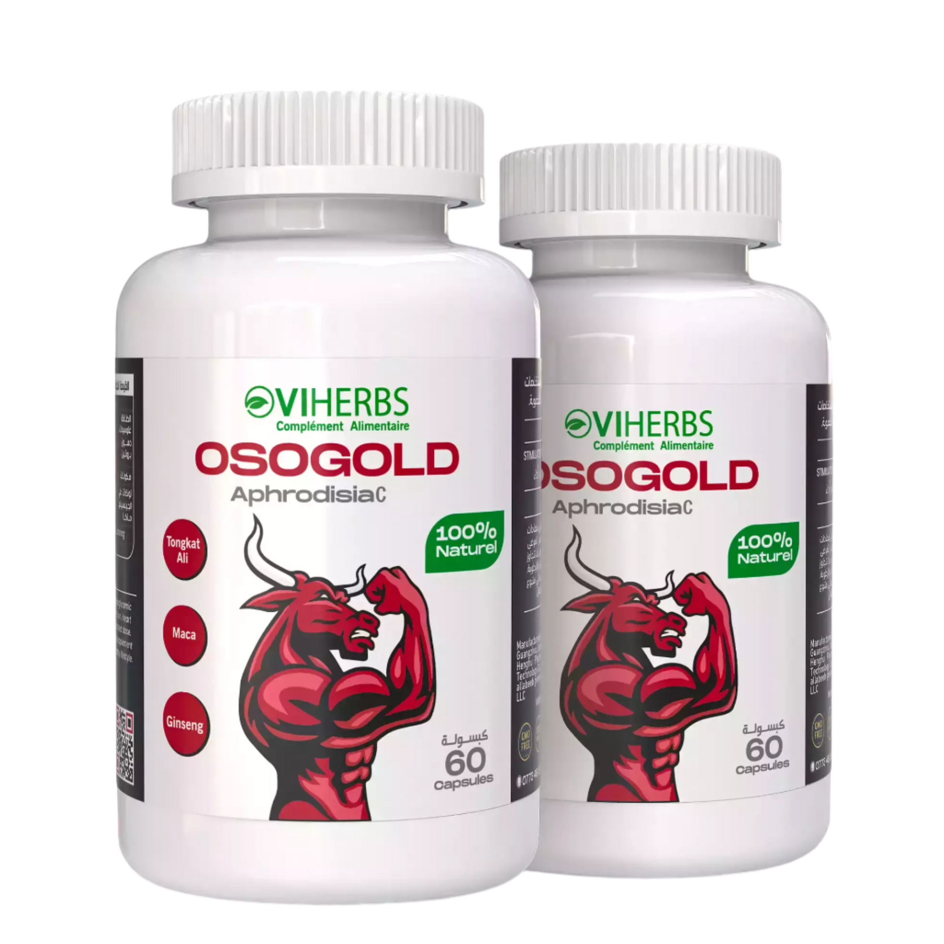 a dual of OsoGold aphrodisiac product for increasing desire for intercourse, strength, and endurance in men, stimulating male hormone, and as an anti-fatigue agent.