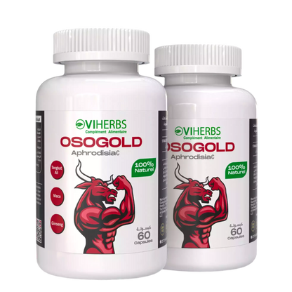a dual of OsoGold aphrodisiac product for increasing desire for intercourse, strength, and endurance in men, stimulating male hormone, and as an anti-fatigue agent.